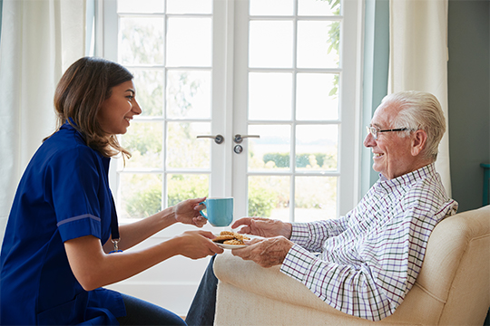 Care worker with man